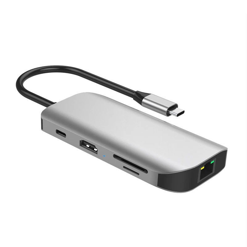 8 в 1 Usb C концентратор док-станция Usb3.0 TF кард-ридер Тип C док-станция usb-хаб для ноутбуков huawei Usb расширитель HDMI VGA RJ45