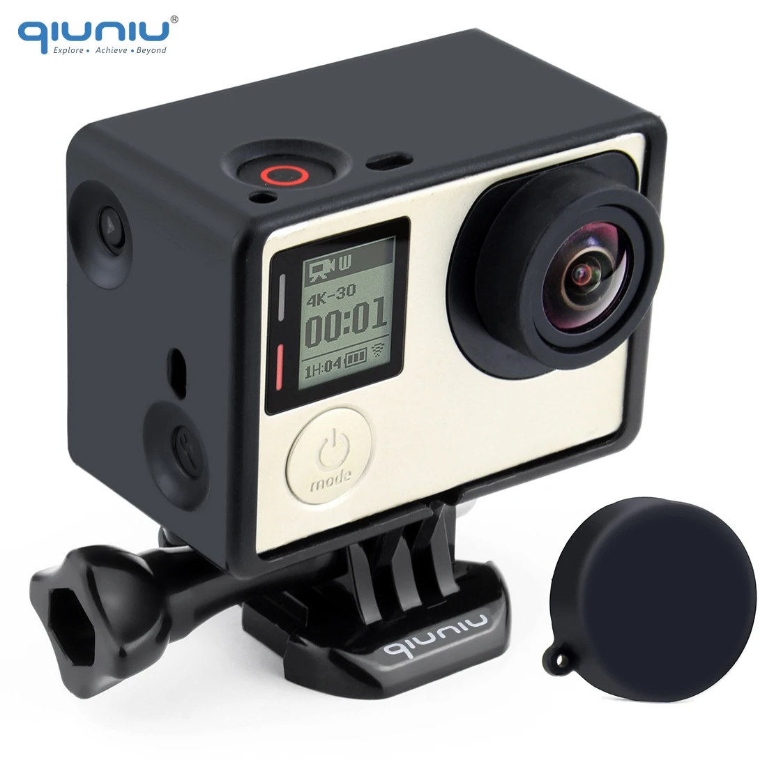 Защитный корпус QIUNIU для GoPro Hero 3 + 4 с удлинительной рамой ЖК