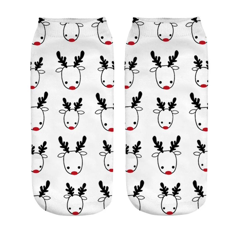 Рождественские носки с 3D-принтом для мужчин и женщин; короткие носки с Санта-Клаусом; Трикотажные изделия с рождественской елкой и снеговиком; 27 цветов - Цвет: 26