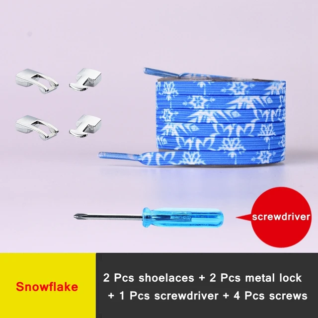 New Elastic Shoe Laces Fashion Metal Cross lock No Tie Shoelaces Suitable for all kinds of shoes child Adult flat Lazy Lace Snowflake