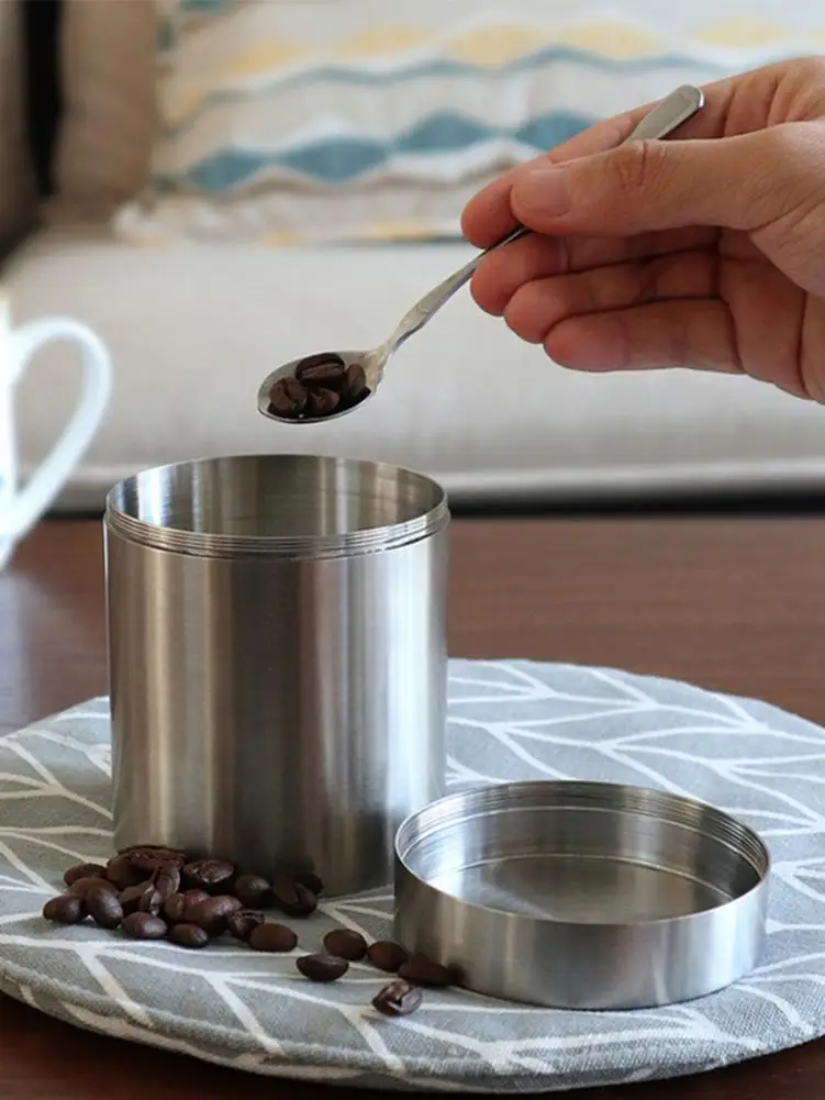 

400Ml 304 Tea Cans Stainless Steel Storage Tea Box Thickening Tea Bucket Moisture-Proof Coffee Bean Grain Storage Container Tank