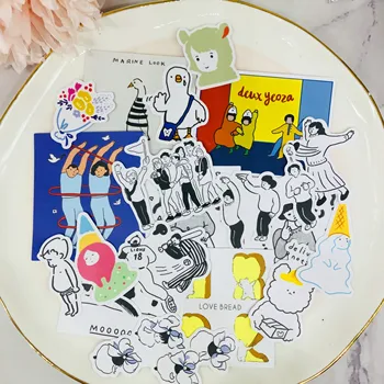 

19Pcs/Bag Cartoon Black White Life Sticker DIY Scrapbooking Album Junk Journal Planner Decorative Stickers