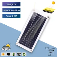 20 Вт Солнечная Панель зарядное устройство инверторы DC линия DIY Многофункциональный Аллигатор клип ШИМ Путешествия панели солнечных батарей Комплект