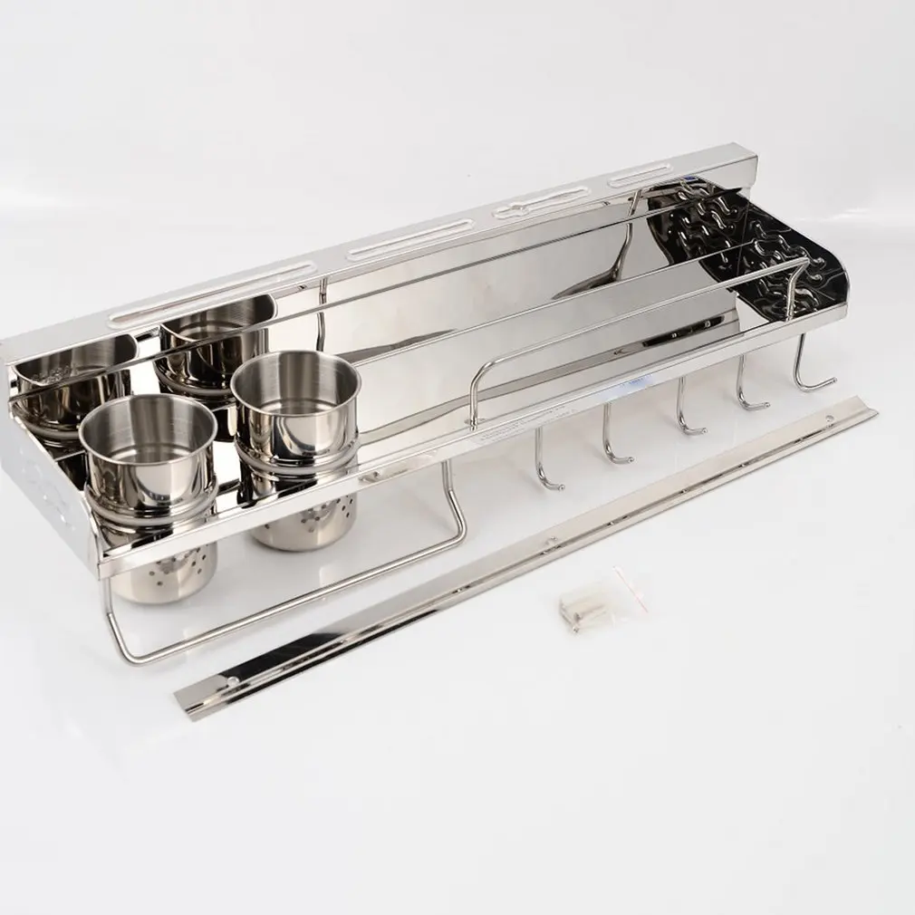 Kitchen Multifunctional Wall Shelf Stainless Steel Storage Rack