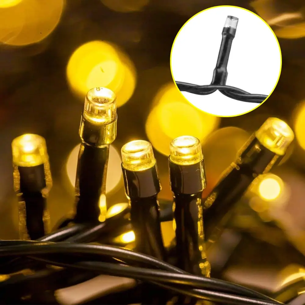 500LED String Lights Chain Outdoor Christmas Tree Lights,Light Controlled Switch with Light Sensor,Light Operated with Black