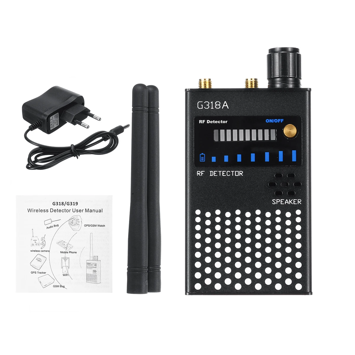 G318A Dual antenna Anti-Spy GPS Wireless Signal Automatic Detector Finder racker Frequency Scan Sweeper Protect Security