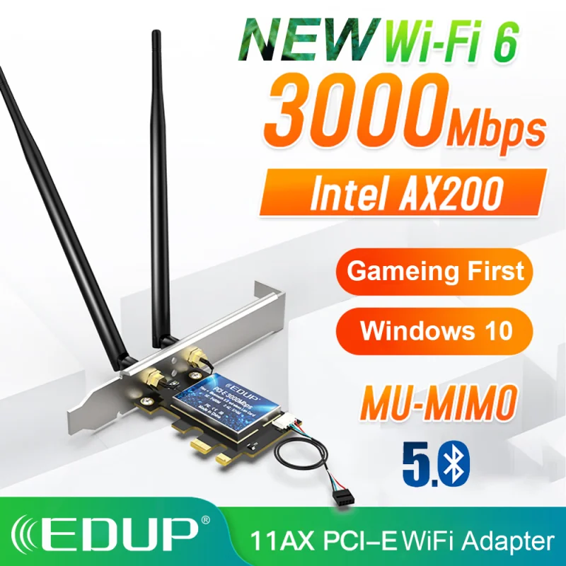 Сетевая карта EDUP 3000 Мбит/с Wi Fi 6 PCI E 802.11AX/AC двухдиапазонный 2 4G/5 ГГц беспроводной