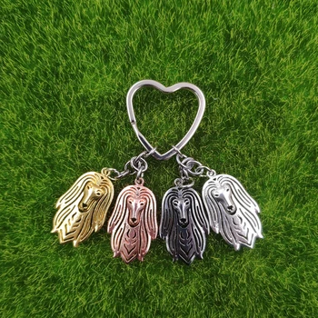 

2019 New Fashion Afghan Hound Dog Animal Cute Gold Silver Plated Keychain For Bag Car Women Men Love Christmas Day K190