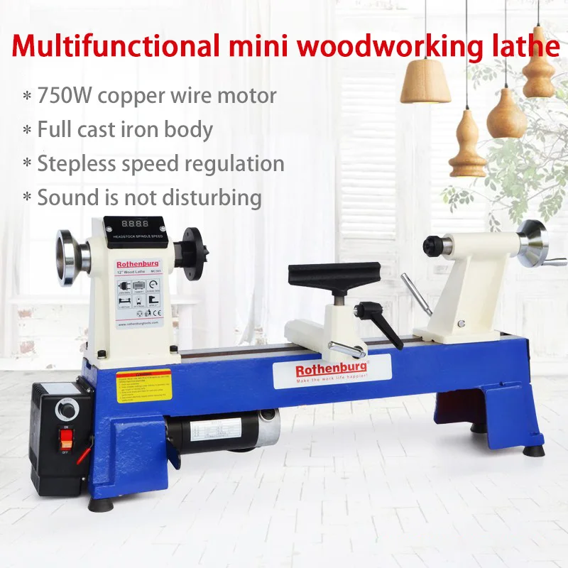 

Unlimited Gearbox Wood Lathe Miniature Bench Lathe Household Stepless rotary lathe machine Wood rotary machine