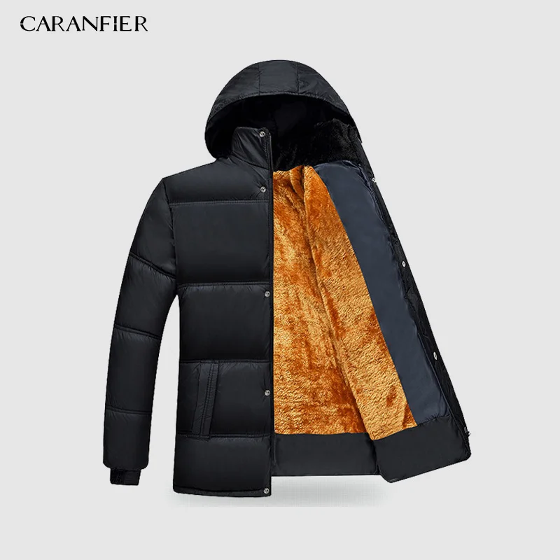 1612 Orange CARANFIER/Лидер продаж года; модное зимнее пальто с капюшоном для мужчин; толстая теплая зимняя мужская куртка; подарок для отца; парка; теплая-15 градусов - Цвет: 1612 Orange