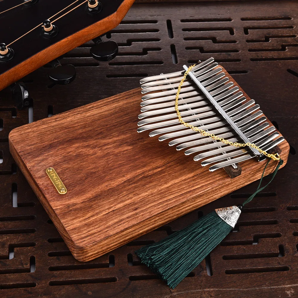 

17 Key Thumb Piano, Solid Wood Body Finger Piano with Tune Hammer, Pickup, Finger Caps