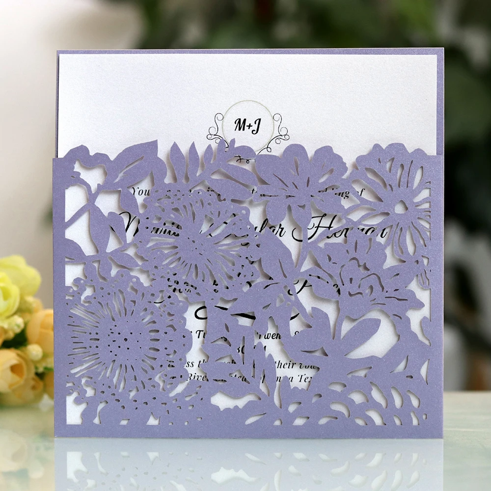  10pcs Wedding Invitations Lace Pattern Cards Laser Cut Paper Cards Announcement Greeting Postcards  - 4.00044E+12