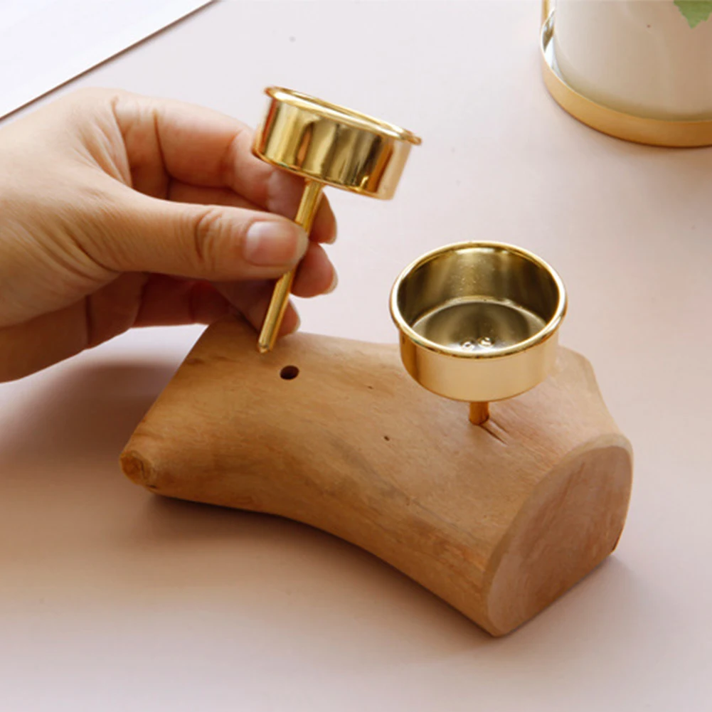 Tealight двойные чашки настольные украшения вечерние праздничный ужин деревянный подсвечник Настольный подарок натуральный орнамент домашний подсвечник