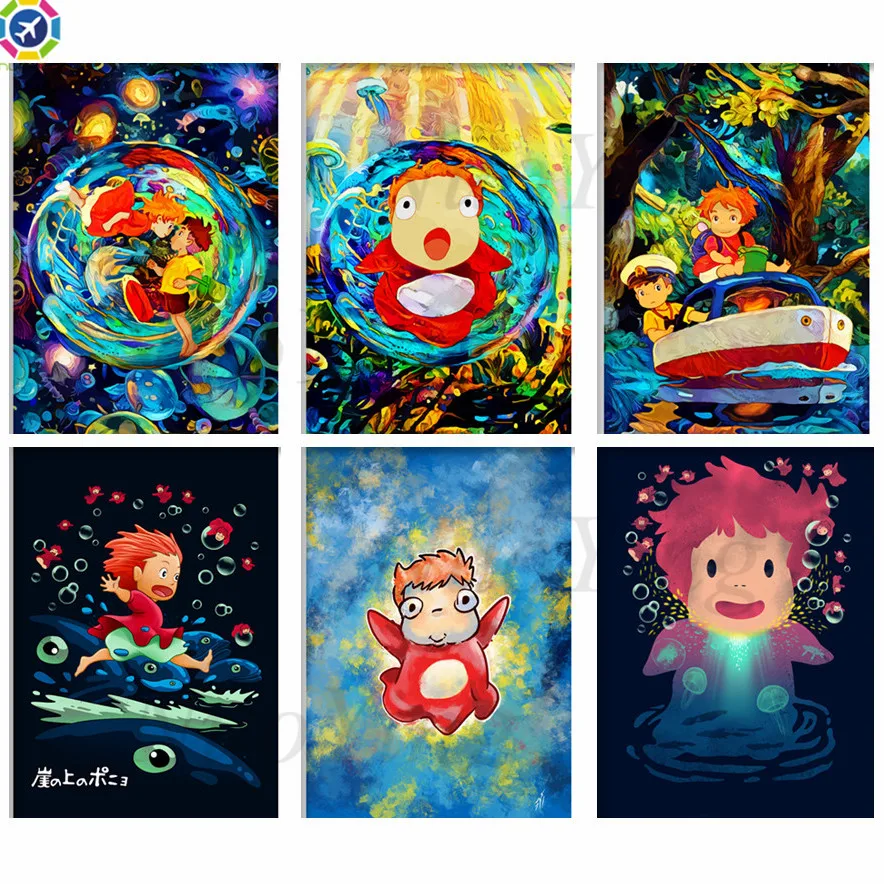 Картина Золотая Рыба на скале 5D алмазная вышивка пони стразы картина Декор