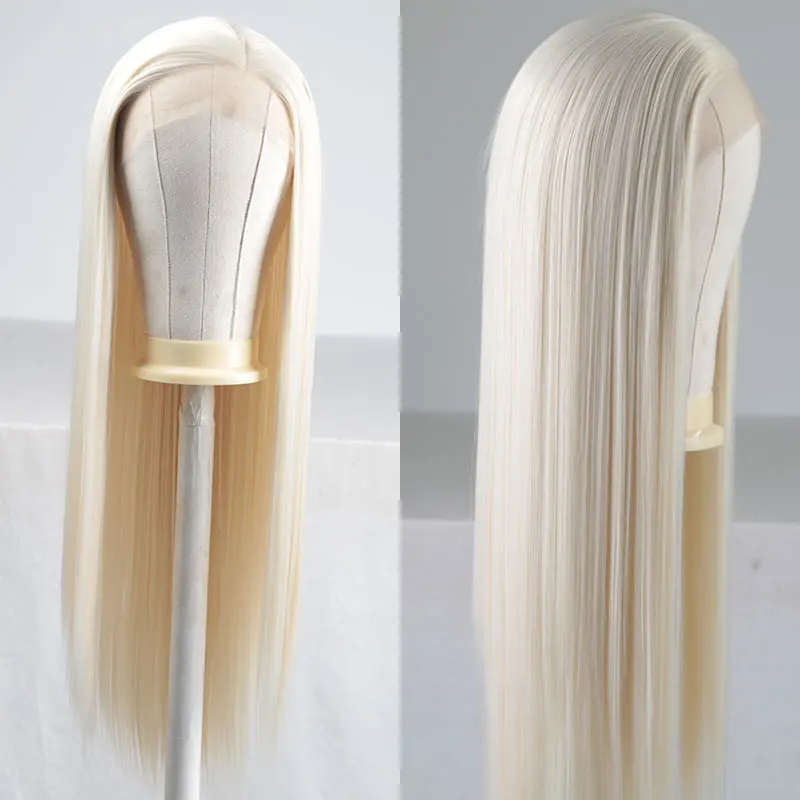 Bombshell Белый синтетический 13*3 Кружева передние парики Glueless натуральный Hairline термостойкие волокна волос сторона расставания для женщин парики