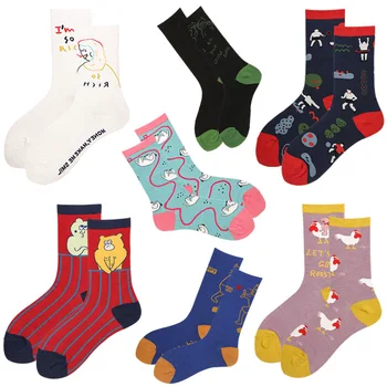 

Animal Woman Sock Crew Cartoon Ladies Socks for Women Creative Happy Sox Couples Skateboard Cotton Trendy Winter Funny Sokken