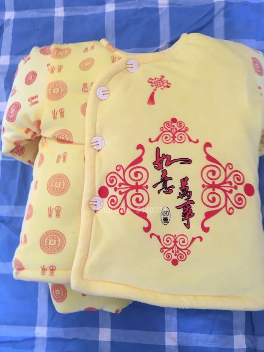 Chinese New Year Newborn Baby Tang Suit Lucky Hanfu Traditional Clothes Set Winter Warm Infant Boy Girl Thick Coat Birthday Gift