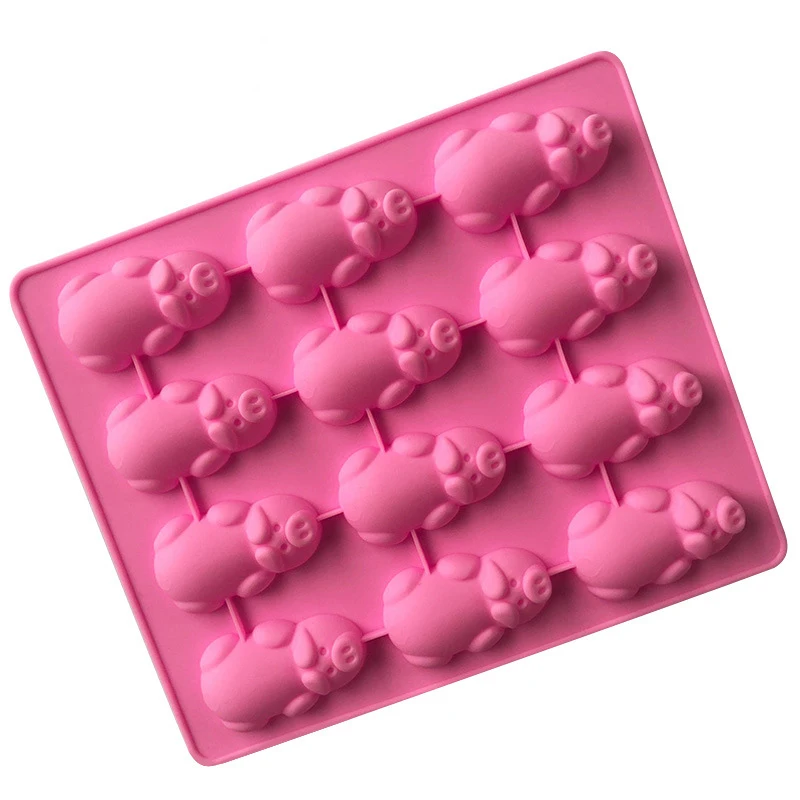 12 Holes Lovely Littles Pig Shape Silicone Mould Cake Chocolate Jelly Ice Candy Mold Baking Tools