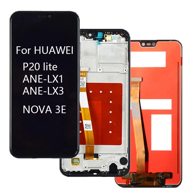 Pantalla LCD con marco para móvil, digitalizador ANE-LX1 de Pantalla táctil para HUAWEI P20 Lite, Nova 3e, ANE-LX3