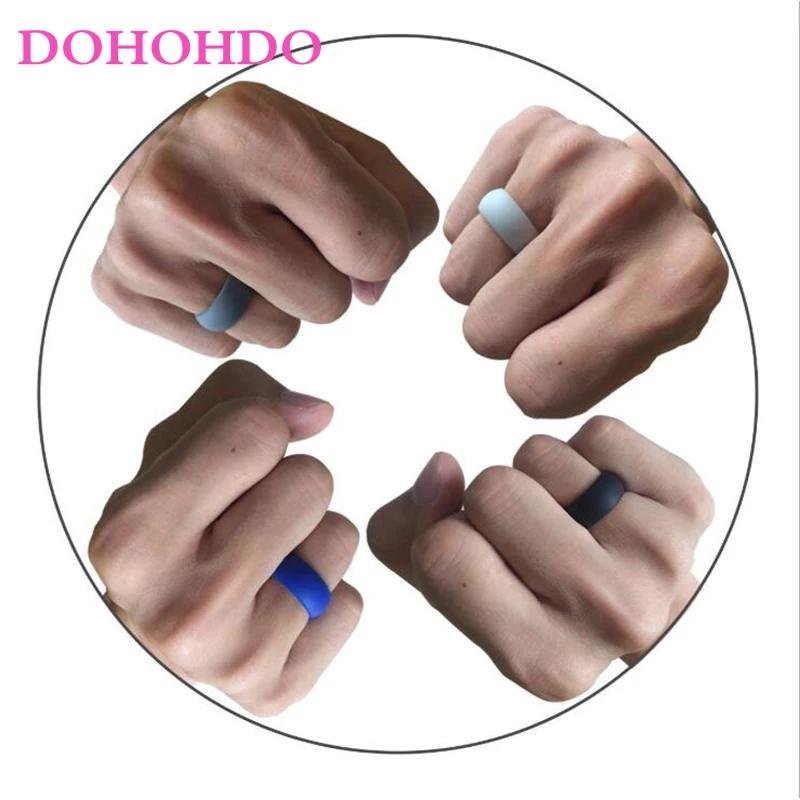 DOHOHDO 8mm Silicone Rubber Wedding Bands For Men Women Rings Black White Color Casual Silicone Finger Ring Anel Wedding Rings Couple Rings