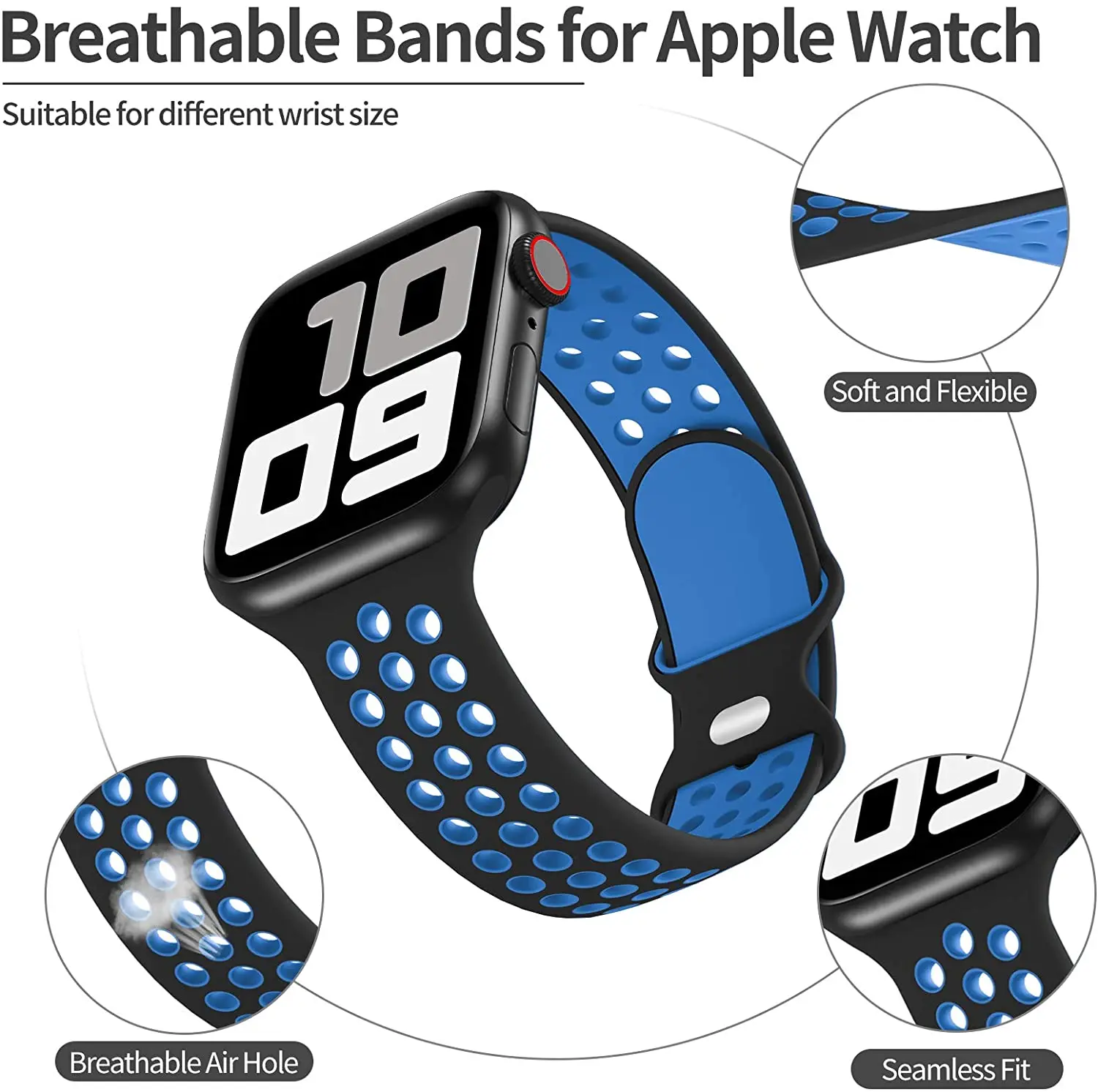 Sport Strap For Apple Watch Band 6 SE 5 4 44mm 40mm Silicone Breathable Belt Bracelet to iWatch Watchband Series 54321 38mm 42mm
