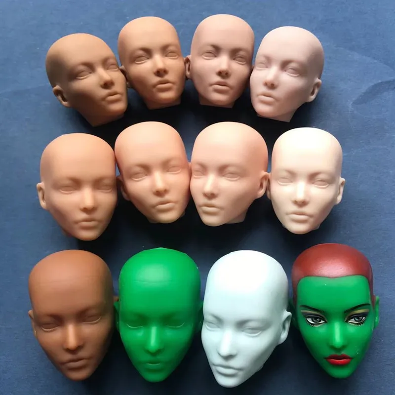 MENGF New Doll Bald Head DIY Makeup Practice Doll Blank Heads White Beige Brown Super White Coffee Skin 1/6 Doll Part FR IT Doll