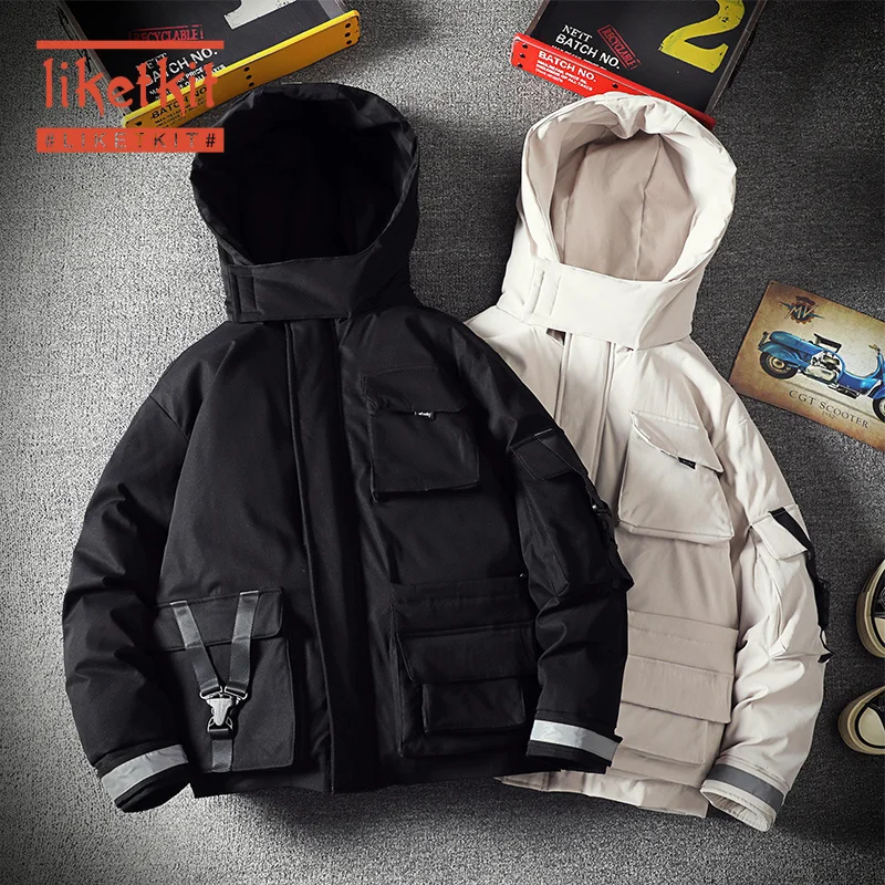 

Liketkit Men's Winter Jackets and Coats 2019 Male Solid Pockets Thick Parkas Mens Oversized Japanese Safari Warm Windbreaker 5XL