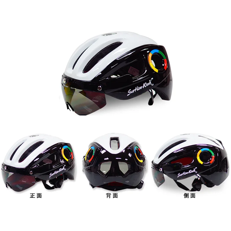 Велосипедный шлем MTB мужской Сверхлегкий велосипедный шлем дорожный горный 54-58 см велосипедный шлем Объектив серый козырек очки горные - Цвет: 1