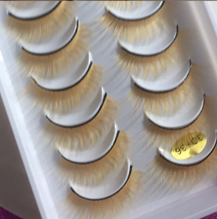 10 пар желтых ресницы «maquiagem» Make Up Mink Lashes ресницы мягкие Ресницы Cilios Natura длинные ресницы наращивание ресниц