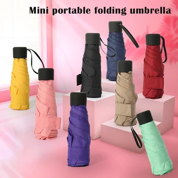 

New Hot Sun Anti UV 5 Foldable Umbrella Rain Windproof Travel Pocket Compact Umbrella Portable SMD66