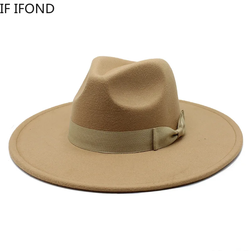 2022 New British Style Men Women Winter Felt Fedoras Cap Big