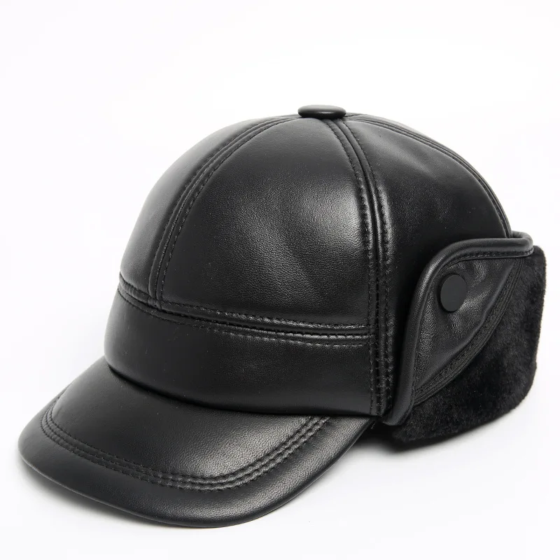 Высококачественная мужская бейсбольная Кепка из мягкой овчины, теплая Осенняя мужская Кепка с козырьком, зимняя мужская Кепка из натуральной кожи для папы