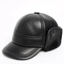 Высококачественная мужская бейсбольная Кепка из мягкой овчины, теплая Осенняя мужская Кепка с козырьком, зимняя мужская Кепка из натуральной кожи для папы
