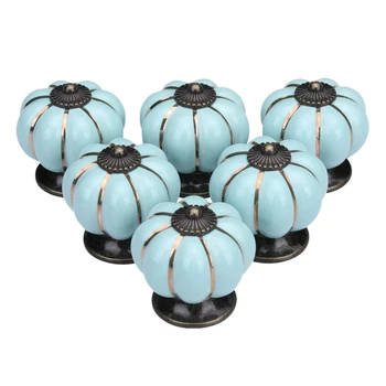 

Pumpkin Kitchen Cabinet Knobs Vintage Ceramic Handle 6Pcs CNIM Hot