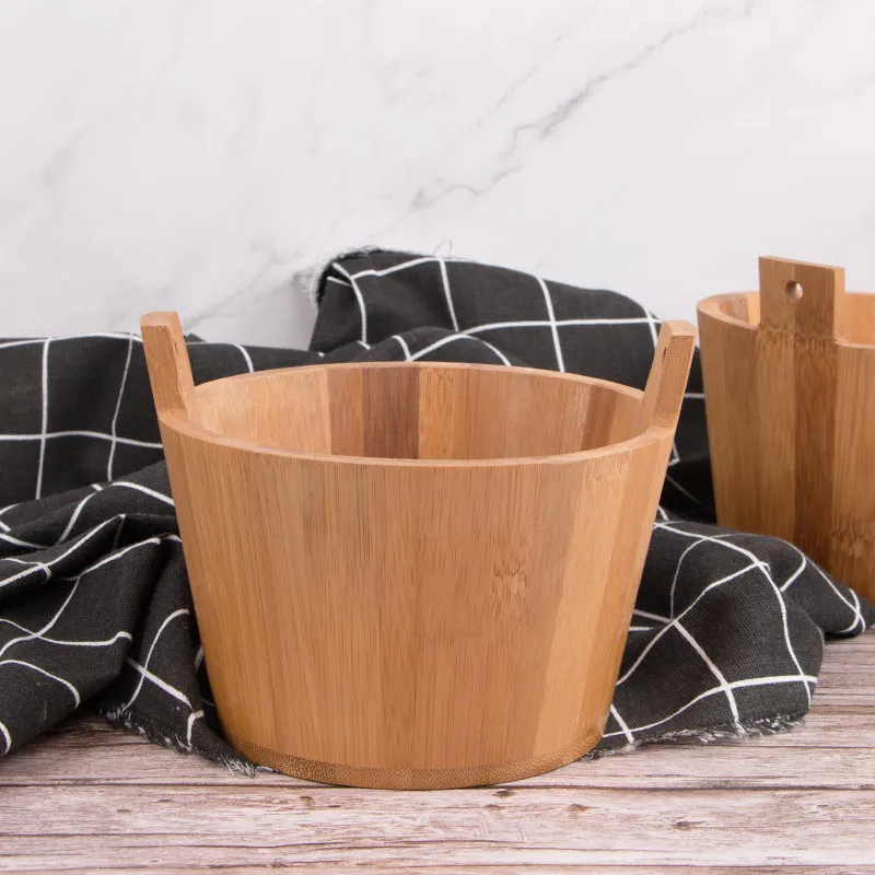 

Creative Bamboo Mini Bucket Eco Natural Storage Basket for Fruits/Vegetables Water Buckets Home Decors