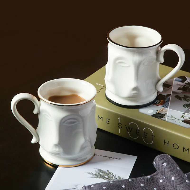 Creativity Face Shape Phnom Penh Coffee Milk Drink Coke Travel Handle Portable Ceramics Mug Office Tea Cup Adult Water Cup