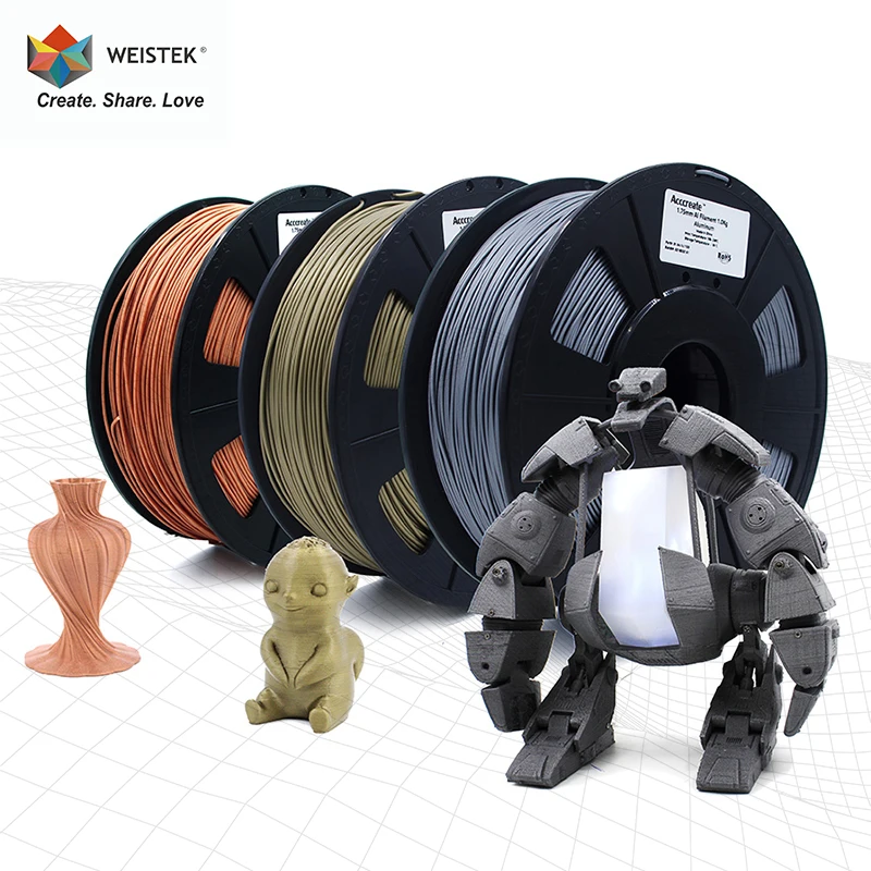 Acccreate-filamento de impresora 3D, consumible de impresión 3D de madera/aluminio/cobre FDM, 0,5Kg, 1,75mm, para Creality Ender 3 CR-6 SE