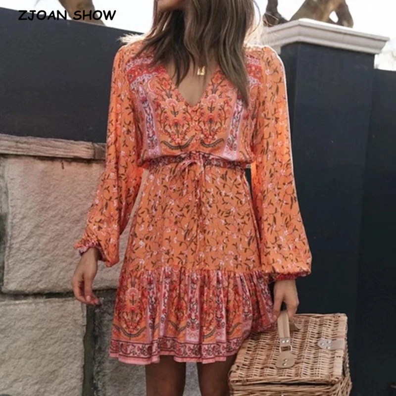 boho bell sleeve mini dress