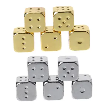 

5pcs 13mm Metal Dice Gold/Silver Solid Heavy Dice Bar Night Club Party Drinking DND Game Dice