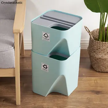 

Kitchen Trash Can Recycle Bin Stacked Sorting Trash Bin Household Dry And Wet Separation Waste Bin Rubbish Bin for Bathroom 1pc