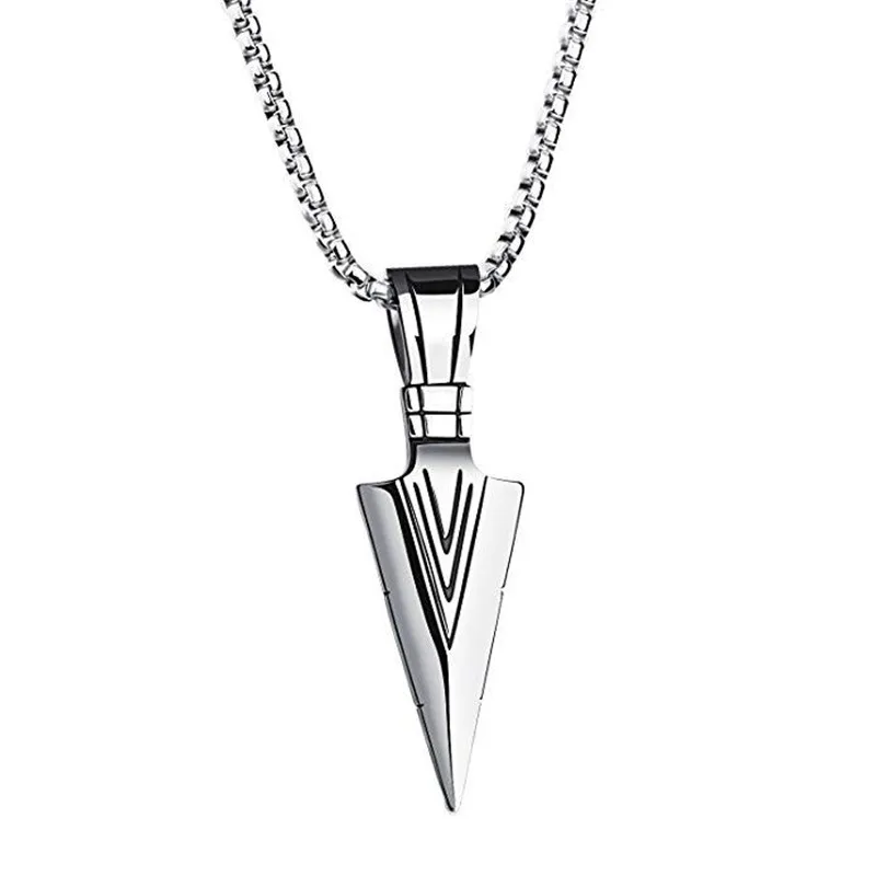 Sale 1PC Punk Striking Men's Vintage Alloy Spearhead Arrowhead Pendant Necklace for Men Chocker Stainless Steel Jewelry CX25 | Украшения