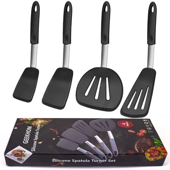 

Kitchen Silicone Spatula 600 Degree Heat Resistant BPA Free Non Toxic Rubber Spatulas Set for Non Stick Cookware