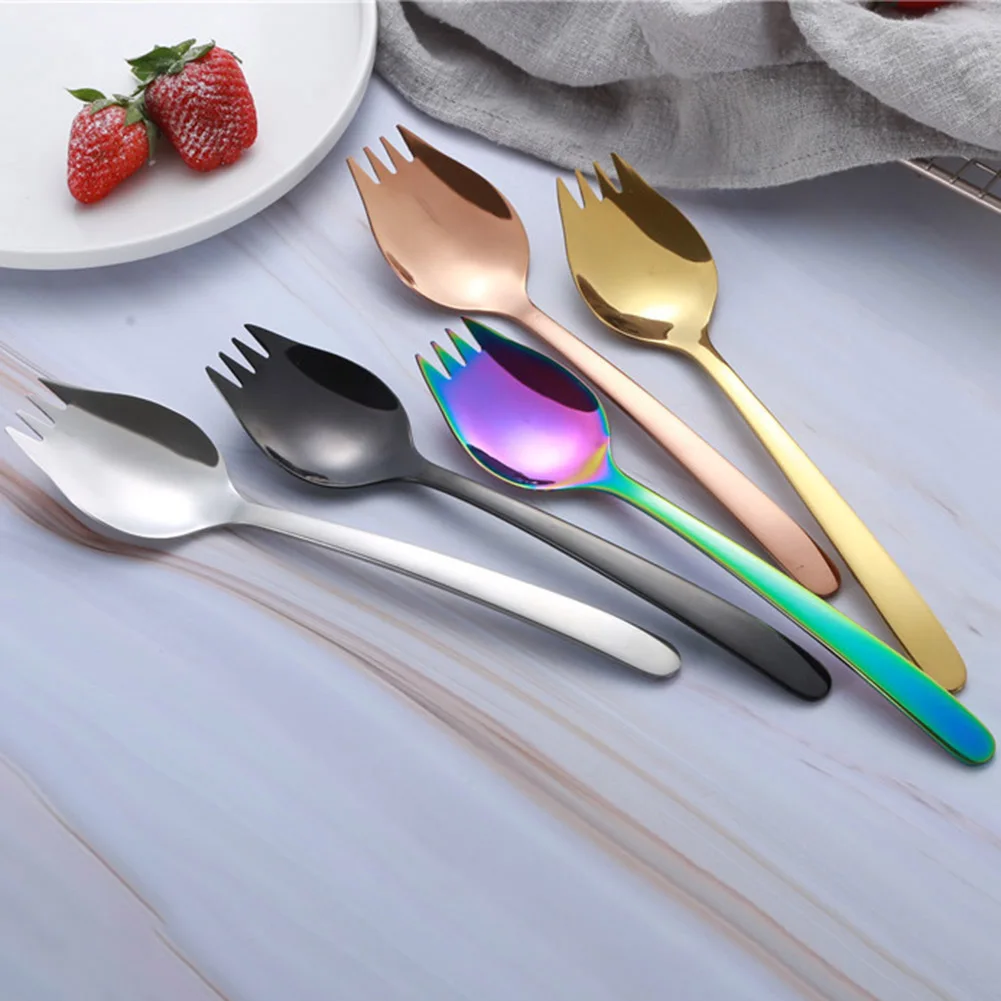 Творческий 2 в 1 из нержавеющей стали Spork салат лапша вилка ложка путешествия пикник посуда