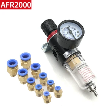 

Pneumatic Air Source Treatment Filter AFR2000 Adjustable Pressure Gauge 1/4" Pressure-relief 4mm 6mm 8mm 10mm 12mm Fittings