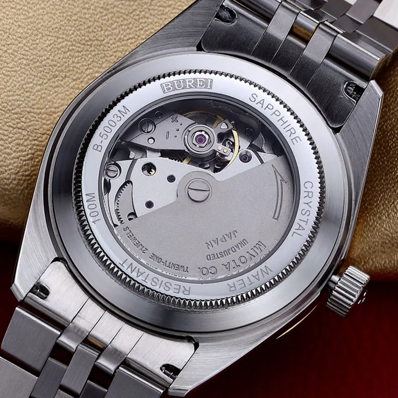 BUREI 5003 Switzerland часы мужские роскошные брендовые oyster perpetual datejust Miyota автоматические