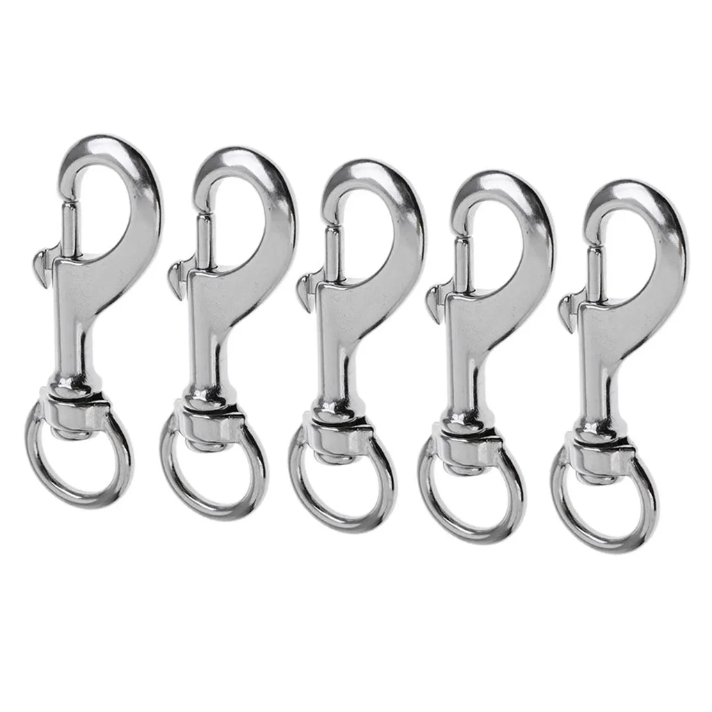 5x 316 Stainless Steel Hook Swivel Eye  Snap For Scuba Diving Diver 88mm