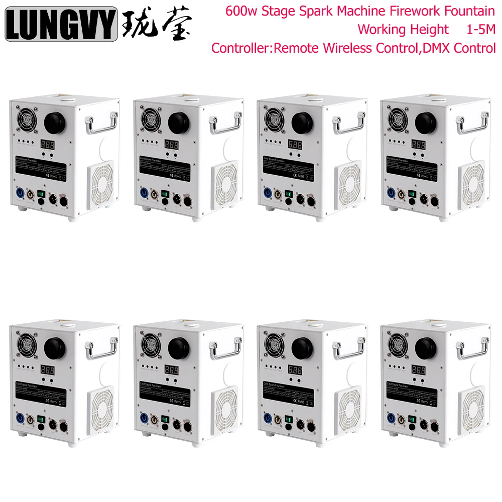 

Free Shipping 8pcs/lot White DMX Electric Safe Cold Spark Machine Wedding Fountain Machine For Wedding DMX Sparkler Fireworks