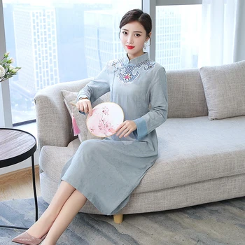 

2020 women chinese dress vintage ladies long qipao dress classic elegant female cheongsam plus party dress evening gown