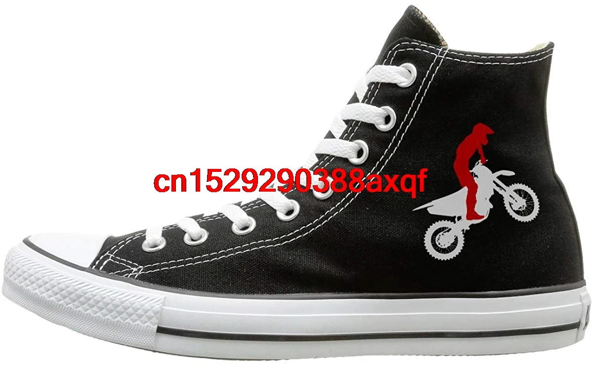 

Canvas Shoes Motocross Rider On A Motorcycle Casual High-Top Lace Ups Sneaker For Unisex