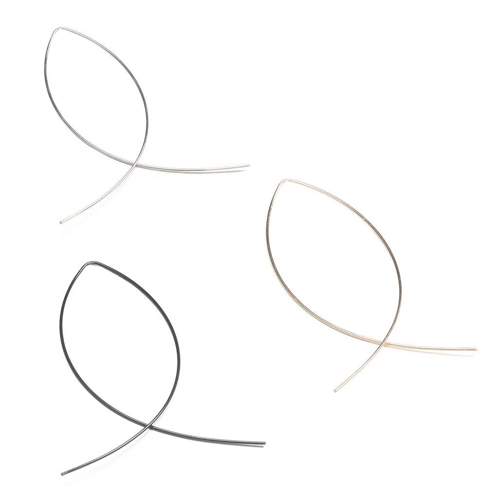 Мода золото/серебро/черный цвет простота Рыба ручной работы в форме мотаться провода изогнутые линии серьги для женщин ювелирные изделия аксессуары